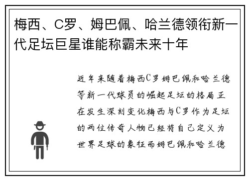 梅西、C罗、姆巴佩、哈兰德领衔新一代足坛巨星谁能称霸未来十年